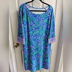 Lilly Pulitzer Braedyn UPF50+ Dress Eclipse Blue Serenade In The Shade XXL